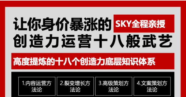 让你的身价暴涨的创造力运营十八般武艺 高度提炼的18个创造力底层知识体系-爱赚项目网