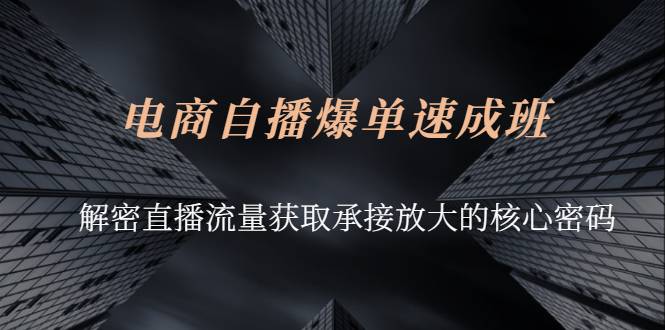 电商自播爆单速成班：解密直播流量获取承接放大的核心密码-爱赚项目网