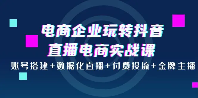 电商企业玩转抖音直播电商实战课：账号搭建+数据化直播+付费投流+金牌主播-爱赚项目网