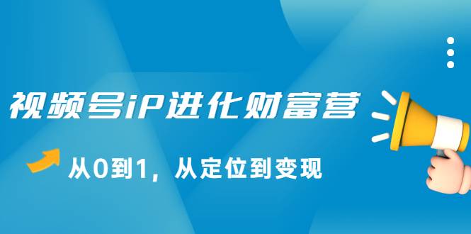 视频号iP进化财富营，从0到1，从定位到变现赚钱-爱赚项目网