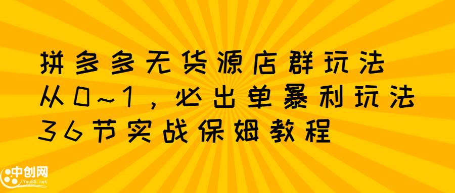 拼多多无货源店群：从0~1，必出单10单利润1000+暴利玩法，36节实战保姆教程-爱赚项目网