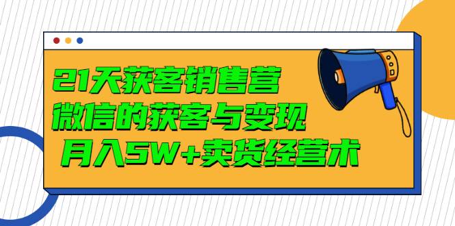 21天获客销售营，带你破解微信的获客与变现 月入5W+卖货经营术-爱赚项目网