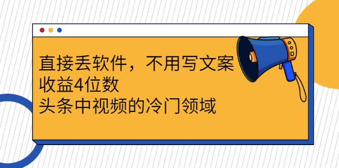 直接丢软件，不用写文案，收益4位数头条中视频的冷门领域-爱赚项目网