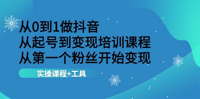 从0到1做抖音 从起号到变现培训课程 从第一个粉丝开始变现，实操课程+工具-爱赚项目网