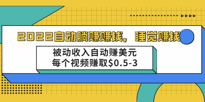 2021自动躺赚赚钱，睡觉赚钱，被动收入自动赚美元，每个视频赚取$0.5-3-爱赚项目网