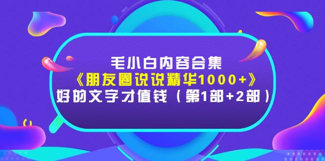 毛小白内容合集《朋友圈说说精华1000+》好的文字才值钱（第1部+2部）-爱赚项目网