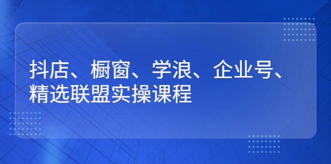 抖店、橱窗、学浪、企业号、精选联盟实操课程 [-爱赚项目网