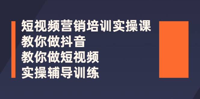 短视频营销培训实操课：教你做抖音，教你做短视频，实操辅导训练-爱赚项目网