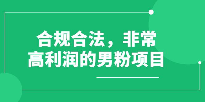 合规合法，非常高利润的男粉项目（价值398元）-爱赚项目网