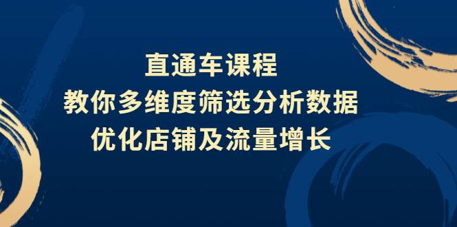 直通车课程，教你多维度筛选分析数据，优化店铺及流量增长-爱赚项目网