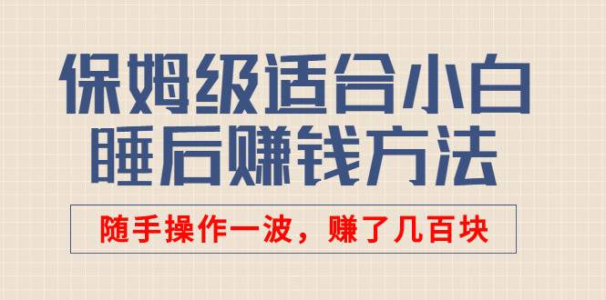 某付费文章：保姆级适合小白的睡后赚钱方法：随手操作一波，赚了几百块-爱赚项目网