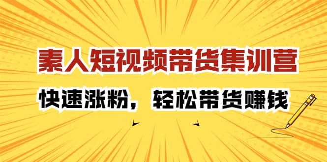 素人短视频带货集训营：快速涨粉，轻松带货赚钱-爱赚项目网