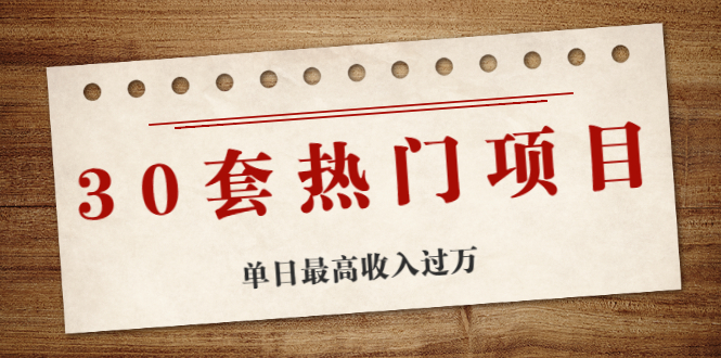 30套热门项目：网赚项目、朋友圈、涨粉套路、抖音、快手 单日最高收入过万-爱赚项目网