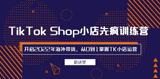 TikTok Shop小店先疯训练营，开启2022年海外带货，从0到1掌握TK小店运营-爱赚项目网