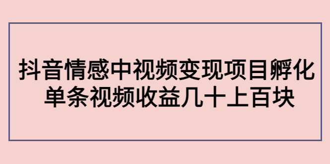 黄岛主副业孵化营第5期：抖音情感中视频变现项目孵化 单条视频收益几十上百-爱赚项目网