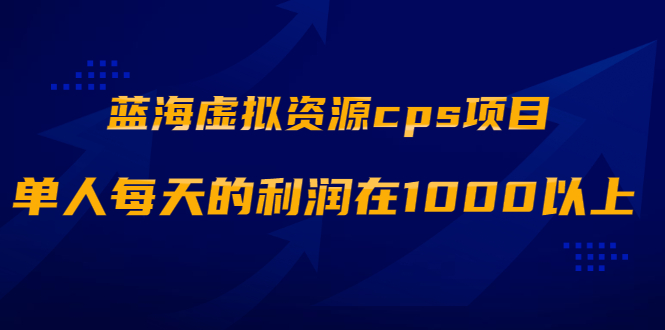 蓝海虚拟资源cps项目，目前最高单人每天的利润在1000以上【视频课程】-爱赚项目网