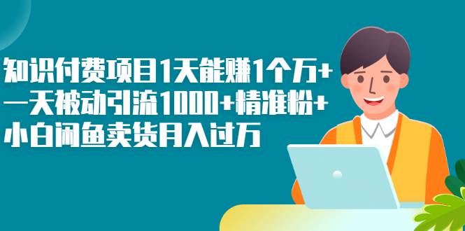 知识付费项目1天能赚1个万+一天被动引流1000+精准粉+小白闲鱼卖货月入过万-爱赚项目网