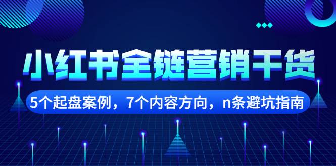 小红书全链营销干货，5个起盘案例，7个内容方向，n条避坑指南-爱赚项目网