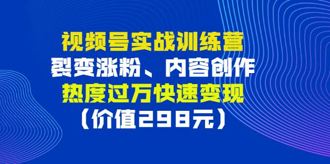 视频号实战训练营，裂变涨粉、内容创作、热度过万快速变现（价值298元）-爱赚项目网