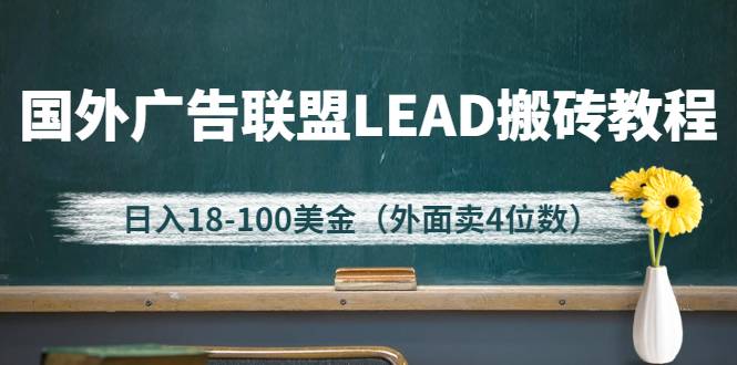 外面卖4位数的国外广告联盟LEAD搬砖教程，日入18-100美金（教程+软件）-爱赚项目网