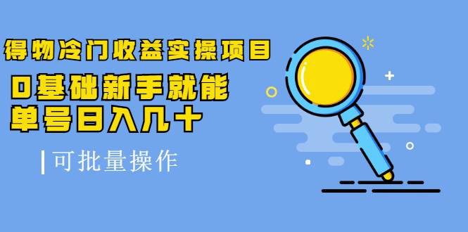 得物冷门收益实操项目，0基础新手就能单号日入几十，可批量操作【视频课】-爱赚项目网