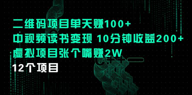 二维码项目单天赚100+中视频读书变现 10分钟收益200+虚拟项目张个嘴赚2W-爱赚项目网