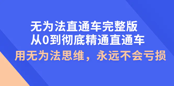 无为法直通车完整版：从0到彻底精通直通车，用无为法思维，永远不会亏损-爱赚项目网