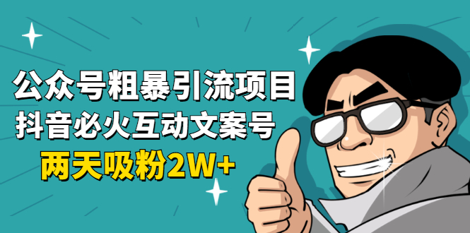 公众号粗暴引流项目：抖音必火互动文案号，两天吸粉2W+（可持续操作）-爱赚项目网