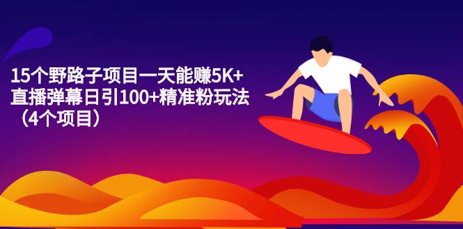 15个野路子项目一天能赚5K+直播弹幕日引100+精准粉玩法（4个项目）-爱赚项目网