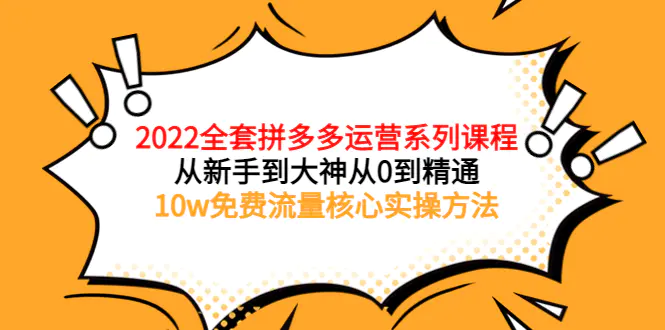 2022全套拼多多运营课程，从新手到大神从0到精通，10w免费流量核心实操方法-爱赚项目网