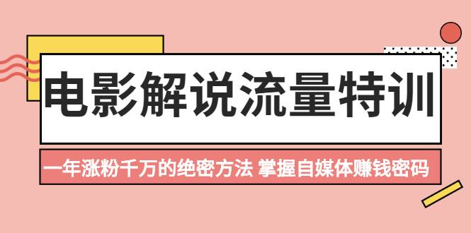 电影解说流量特训：一年涨粉千万的绝密方法，掌握自媒体赚钱密码-爱赚项目网