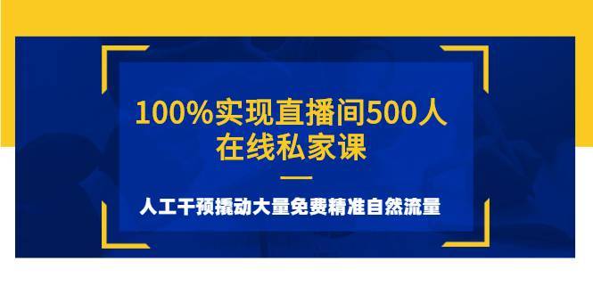 100%实现直播间500人在线私家课，人工干预撬动大量免费精准自然流量-爱赚项目网