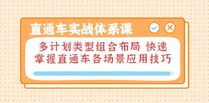 直通车实战体系课：多计划类型组合布局 快速掌握直通车各场景应用技巧-爱赚项目网