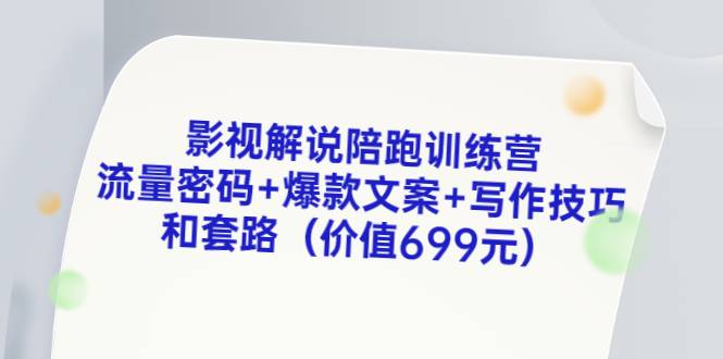 影视解说陪跑训练营，流量密码+爆款文案+写作技巧和套路（价值699元）-爱赚项目网