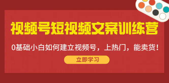 视频号短视频文案训练营：0基础小白如何建立视频号，上热门，能卖货！-爱赚项目网