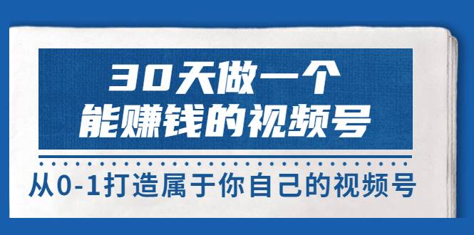 30天做一个能赚钱的视频号，从0-1打造属于你自己的视频号 (14节-价值199)-爱赚项目网