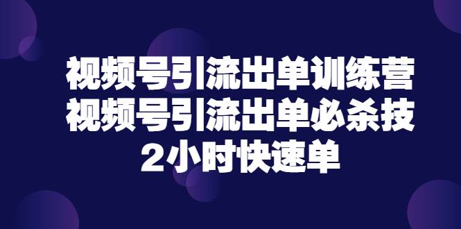 视频号引流出单训练营，视频号引流出单必杀技，2小时快速单（价值9999）-爱赚项目网