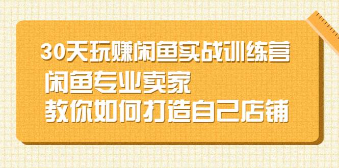 30天玩赚闲鱼实战训练营，闲鱼专业卖家教你如何打造自己店铺-爱赚项目网