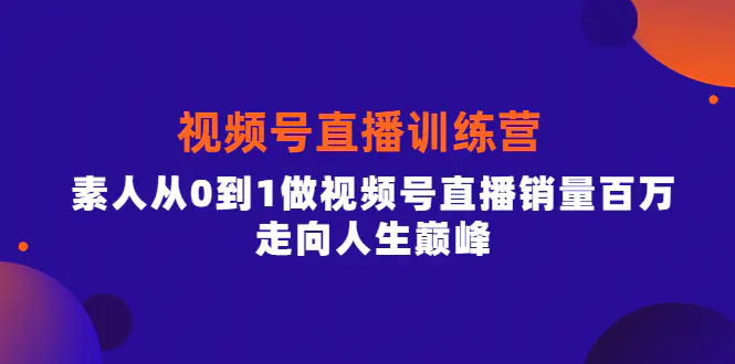 行动派·视频号直播训练营，素人从0到1做视频号直播销量百万，走向人生巅峰-爱赚项目网