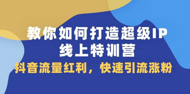 教你如何打造超级IP线上特训营，抖音流量红利，快速引流涨粉-爱赚项目网