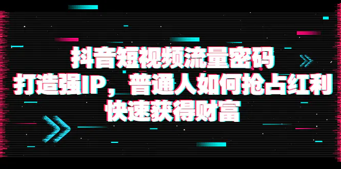 抖音短视频流量密码：打造强IP，普通人如何抢占红利，快速获得财富-爱赚项目网