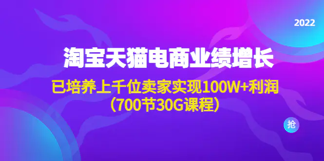 淘系天猫电商业绩增长：已培养上千位卖家实现100W+利润（700节30G课程）-爱赚项目网