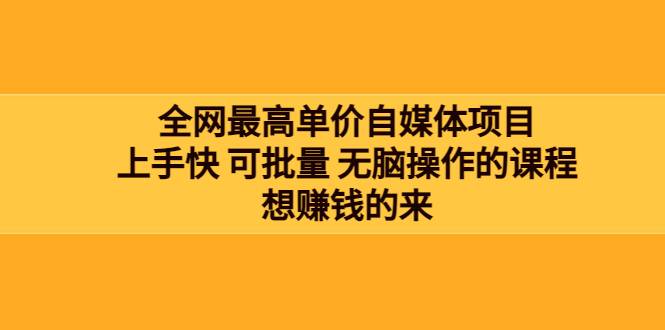 全网最单高价自媒体项目：上手快 可批量 无脑操作的课程，想赚钱的来-爱赚项目网