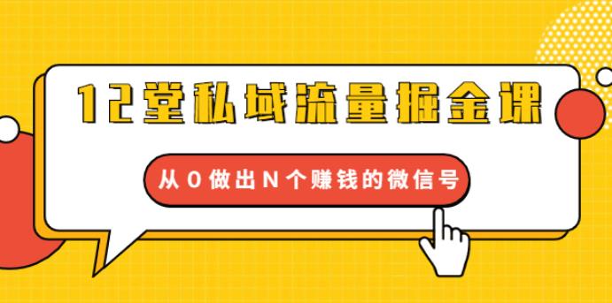 12堂私域流量掘金课：打通私域４大关卡，从0做出N个赚钱的微信号【完结】-爱赚项目网