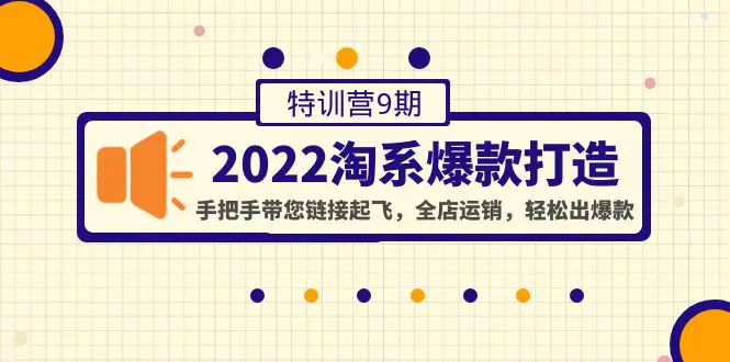 2022淘系爆款打造特训营9期：手把手带您链接起飞，全店运销，轻松出爆款-爱赚项目网