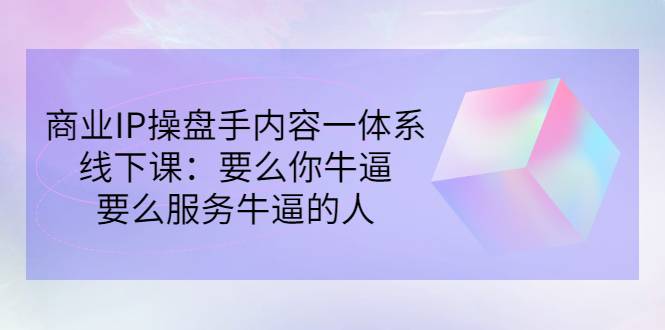 商业IP操盘手内容一体系线下课：要么你牛逼，要么服务牛逼的人（价值16800)-爱赚项目网