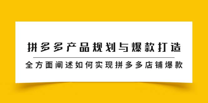 拼多多产品规划与爆款打造，全方面阐述如何实现拼多多店铺爆款-爱赚项目网