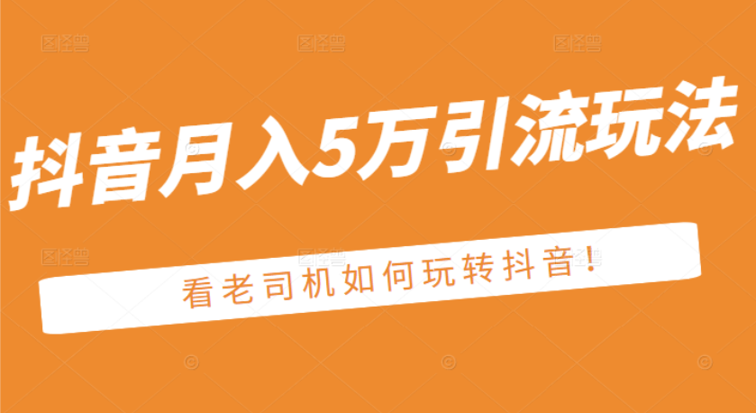 某公众号付费文章：抖音月入5万引流玩法，看看老司机如何玩转抖音-爱赚项目网