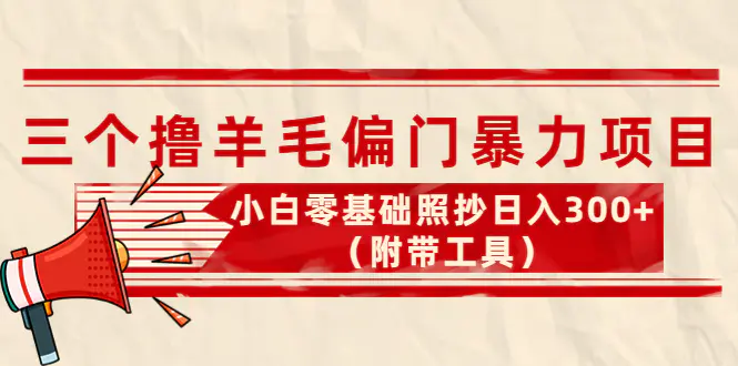 外面卖998的三个撸羊毛偏门暴力项目，小白零基础照抄日入300+（附带工具）-爱赚项目网