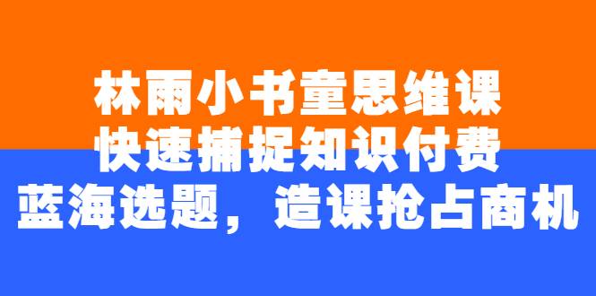 林雨小书童思维课：快速捕捉知识付费蓝海选题，造课抢占商机-爱赚项目网